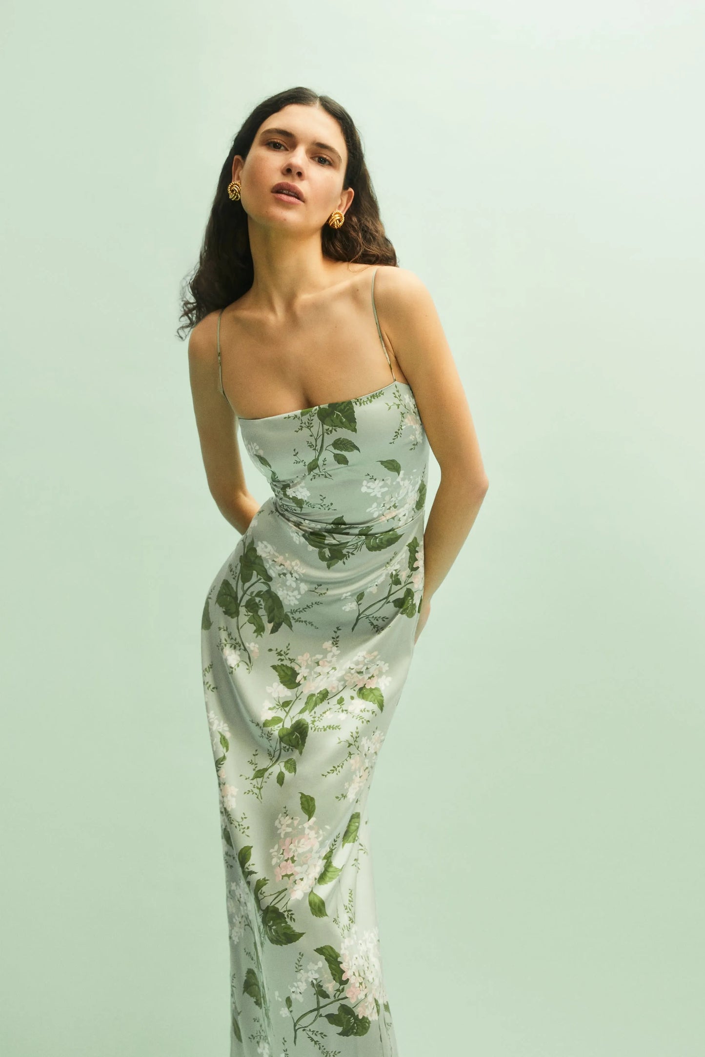 Satin Floral Cami Maxi Dress
