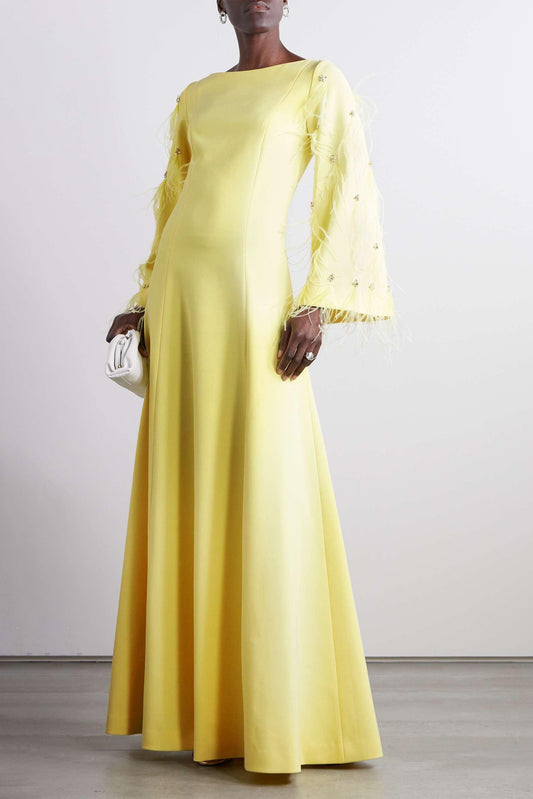 Solid Satin Rhinestone Maxi Dress