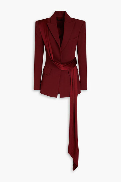 Ribbon Flapped Blazer & High Waist Pants Set