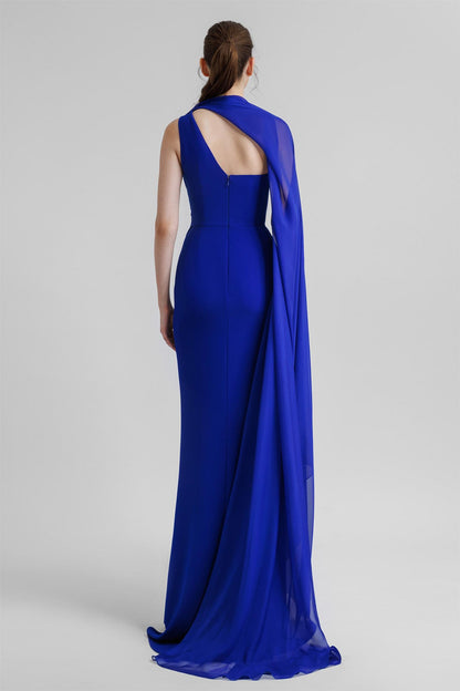 Chiffon Split Dress Cape Maxi Dress