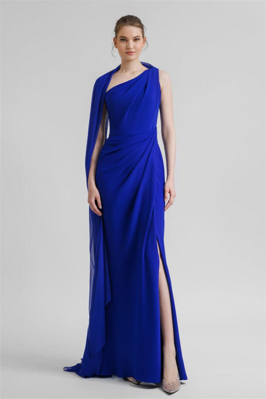 Chiffon Split Dress Cape Maxi Dress