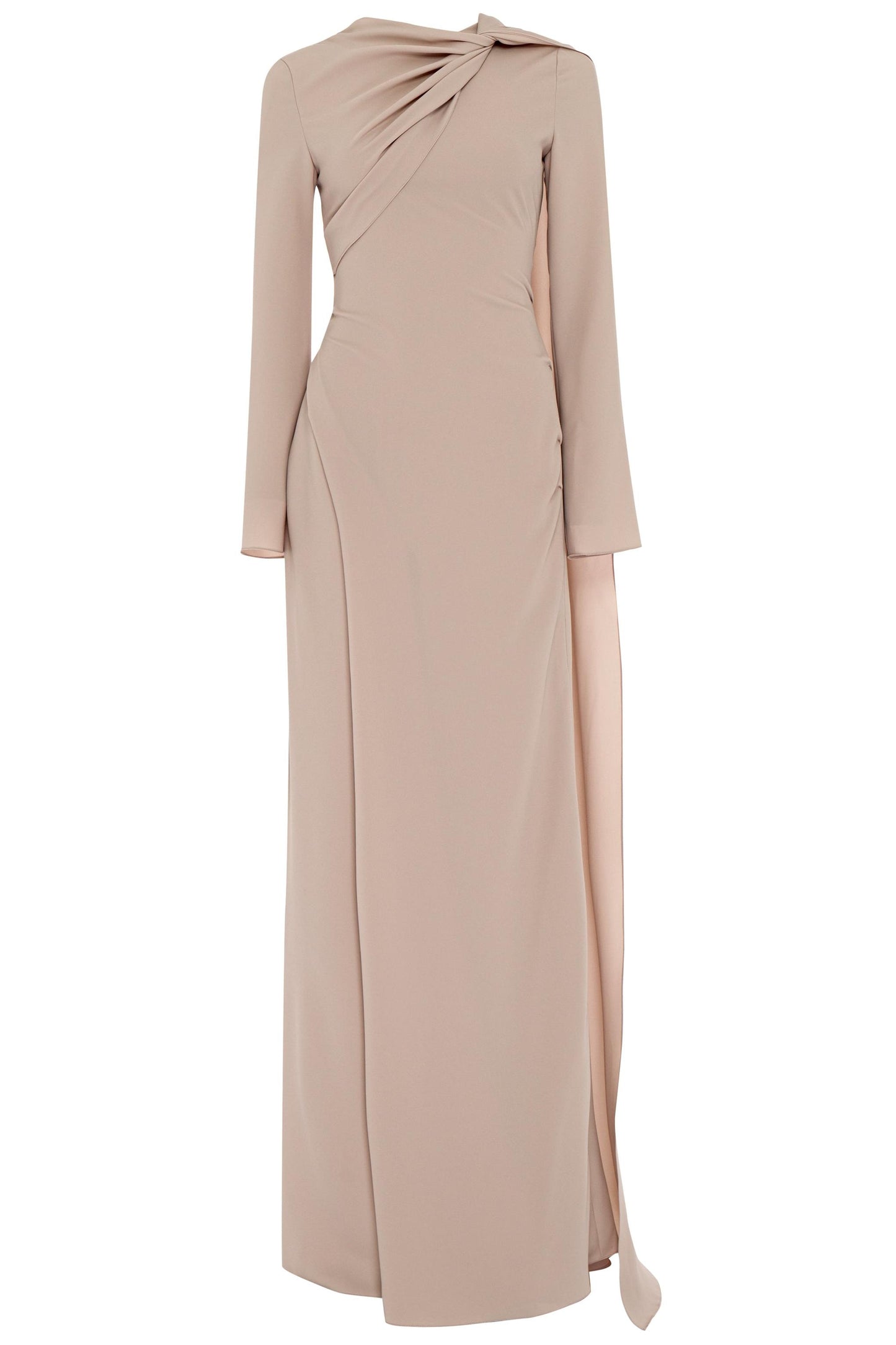 Solid Long Sleeve Cape Maxi Dress