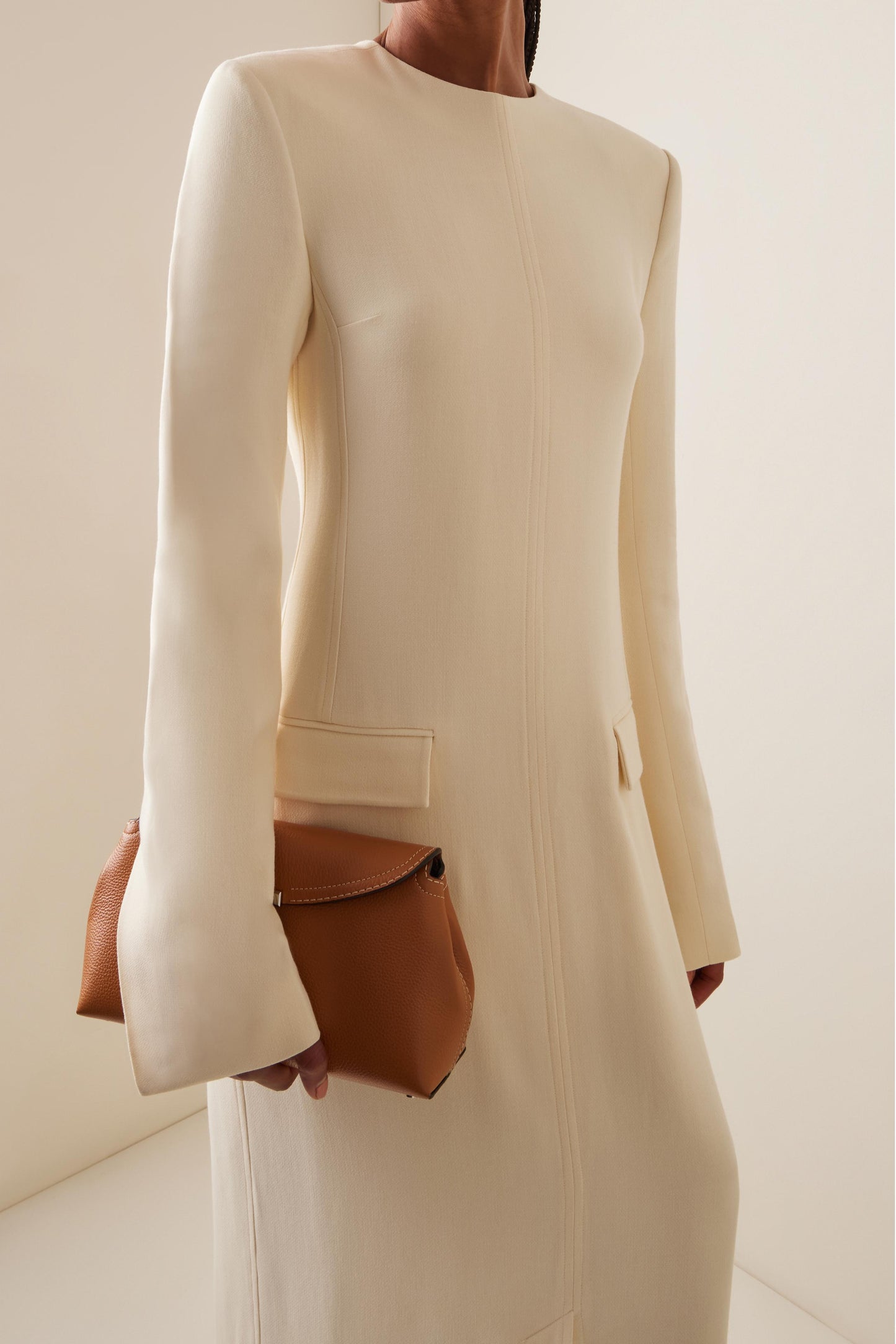 Solid Long Sleeve Split Maxi Dress