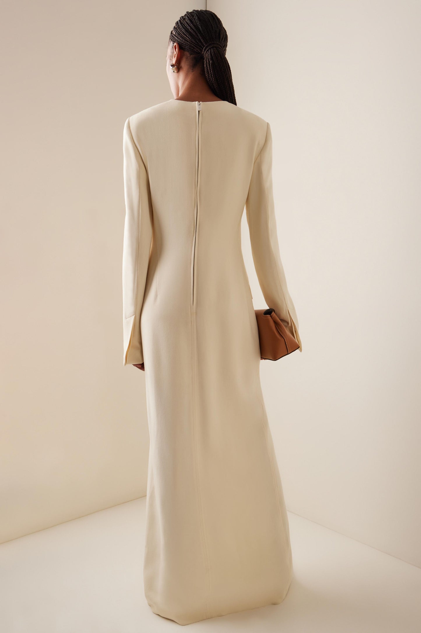 Solid Long Sleeve Split Maxi Dress
