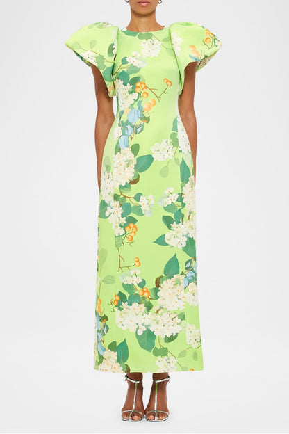 Floral Puff Sleeve Maxi Dress