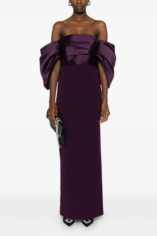 Satin Splicing Off-Shoulder Midi Dress