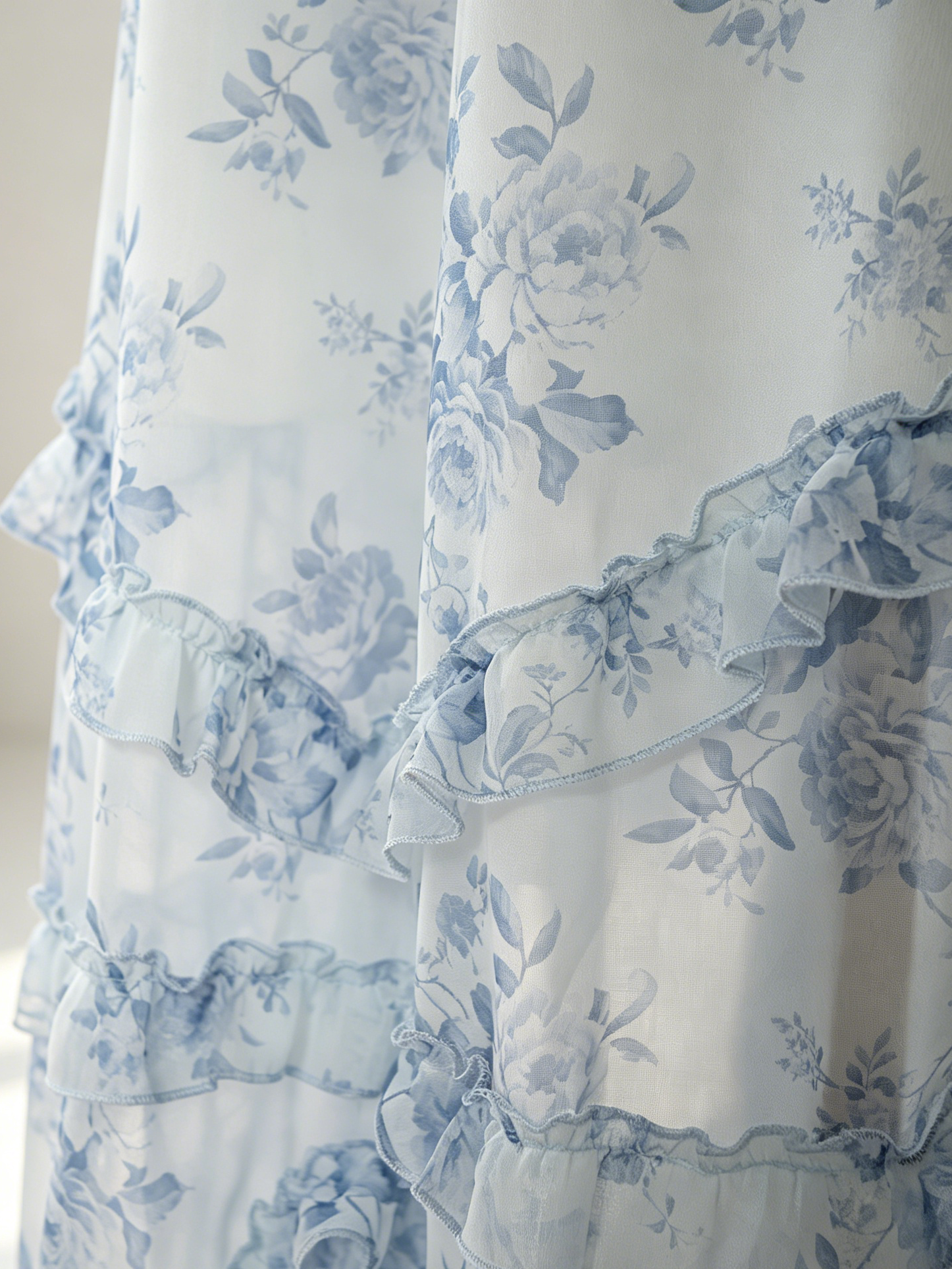 Floral Layered Ruffles Maxi Party Dress High Slit Strap Dress 2026