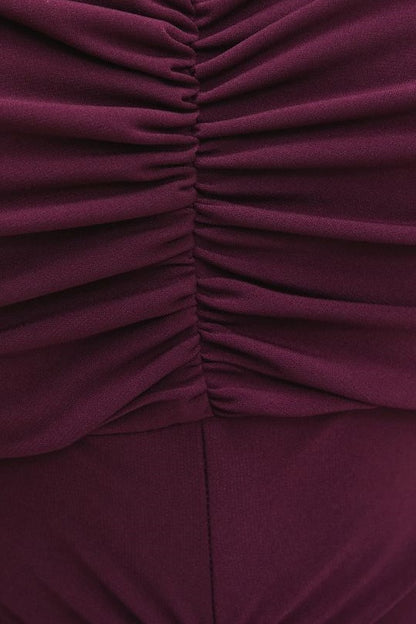 Sabrina Cut Out Ruched Ruffle Maxi Dress