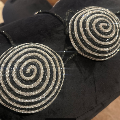 Halter beaded metal chain contrast bra top