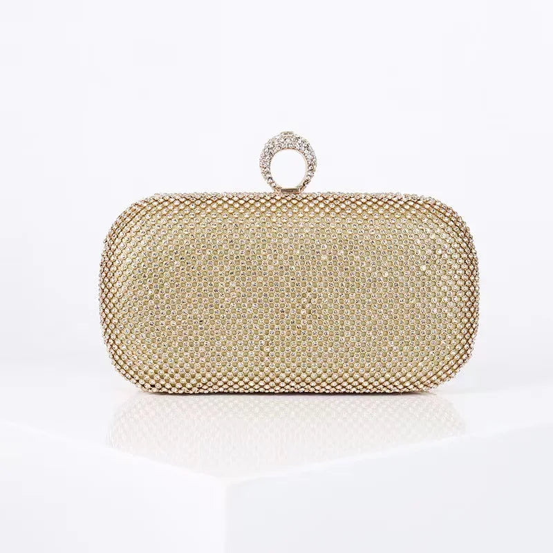 Bridal Crystal Gold Evening Clutch Wristlet
