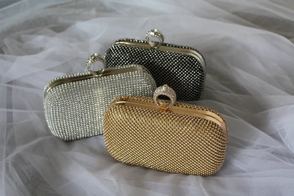 Bridal Crystal Gold Evening Clutch Wristlet
