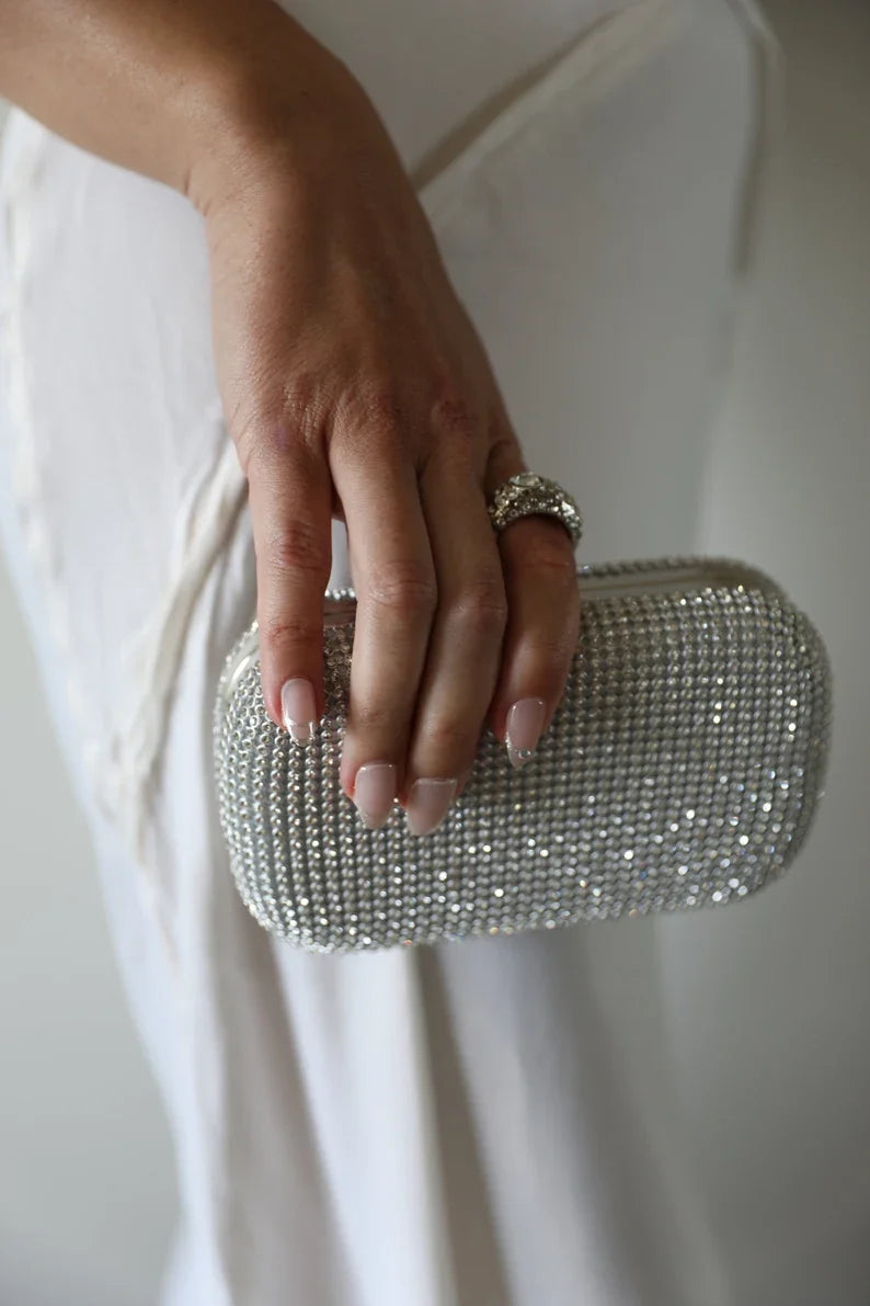 Bridal Crystal Gold Evening Clutch Wristlet