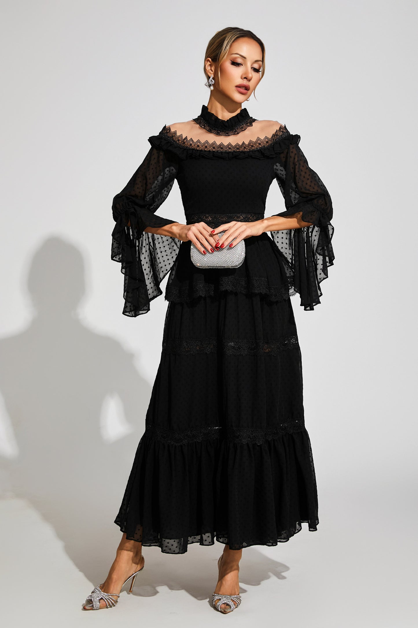 Wendy Black Lace Long Sleeve Dress
