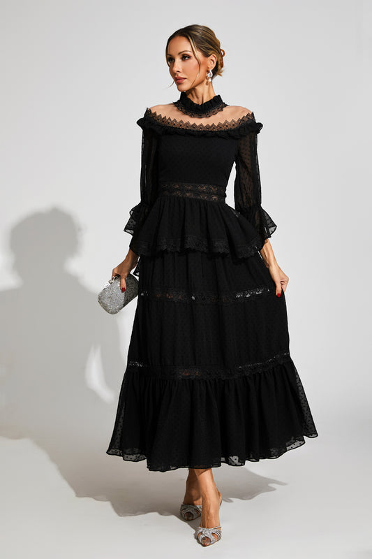 Wendy Black Lace Long Sleeve Dress