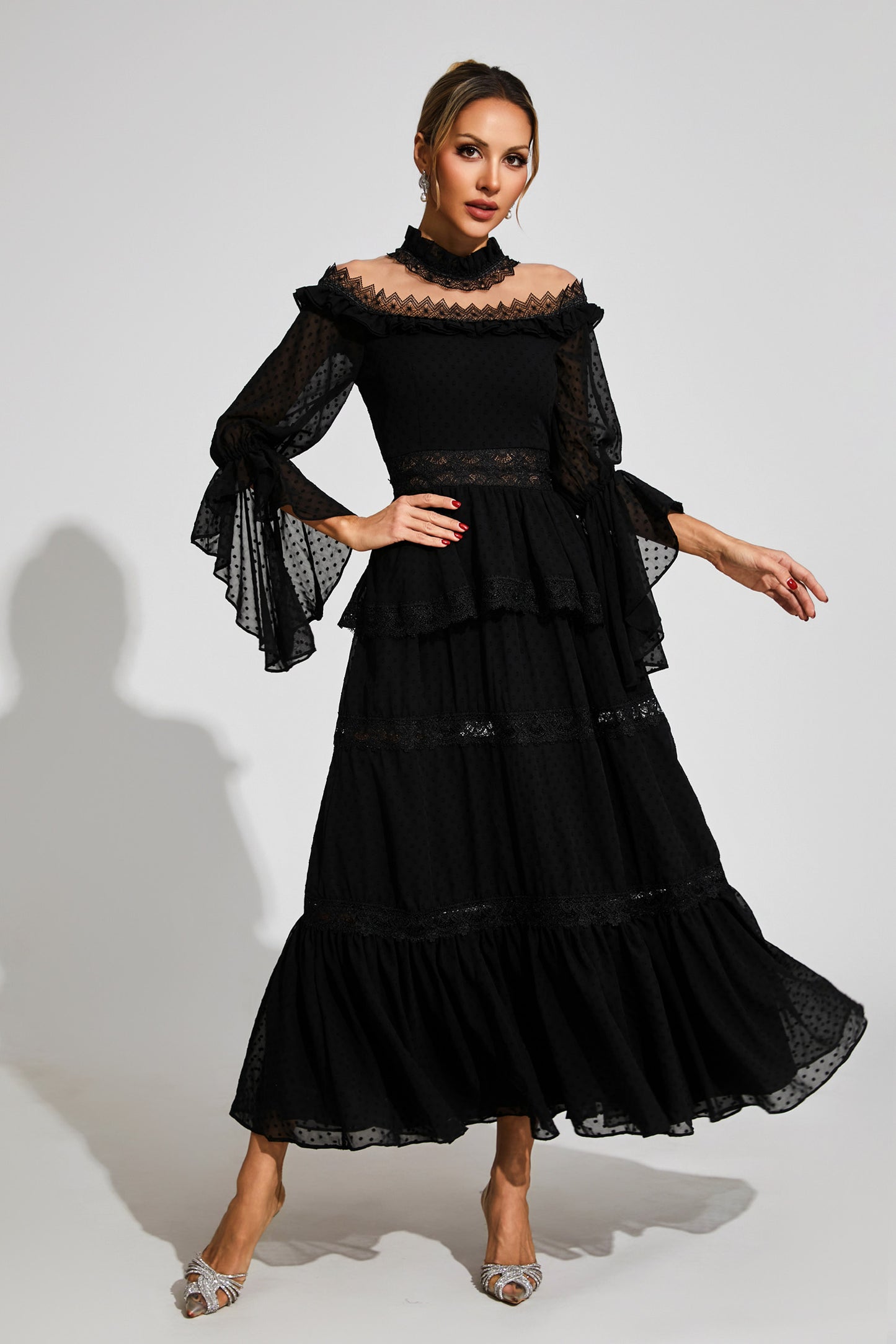 Wendy Black Lace Long Sleeve Dress