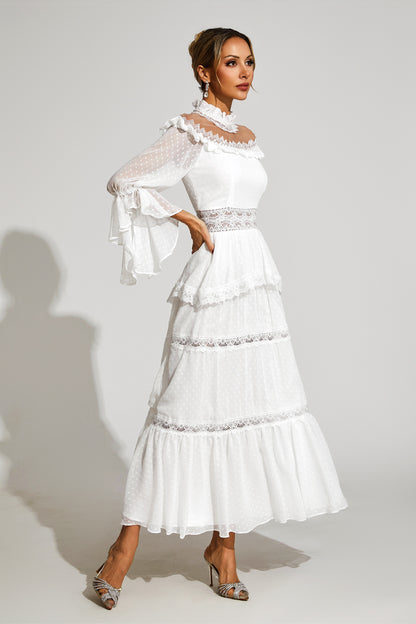 Wendy White Lace Long Sleeve Dress