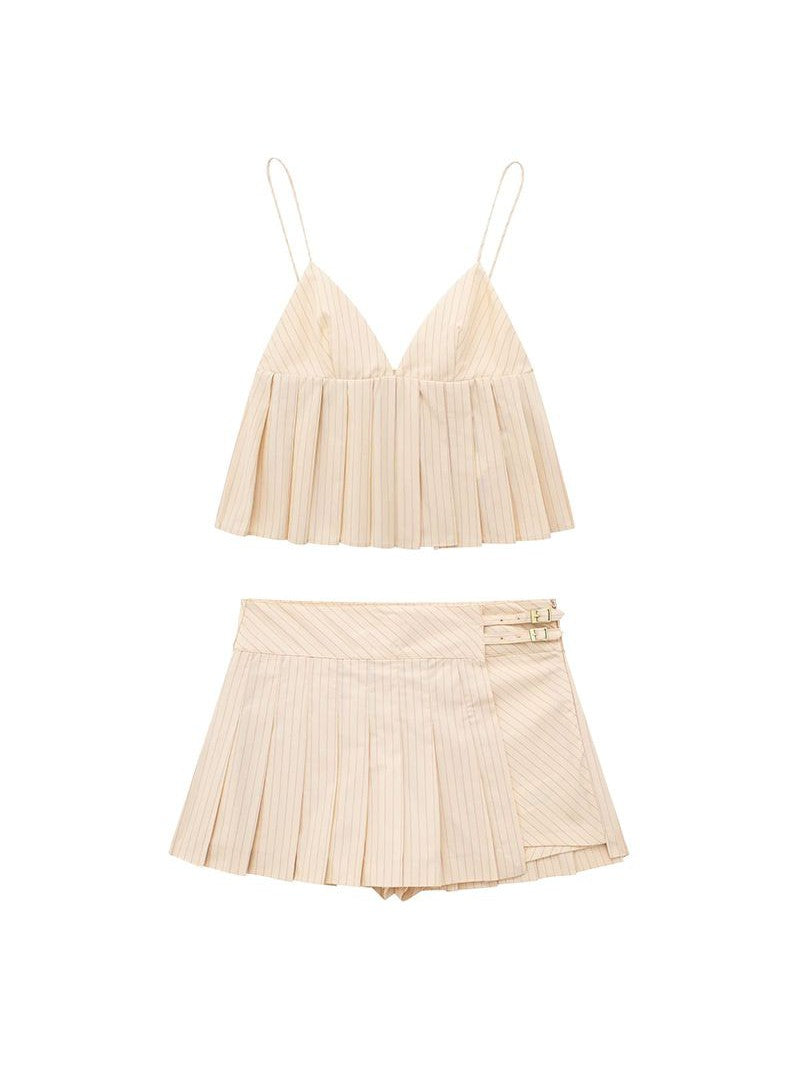 Striped Spaghetti Strap Cami Top & Skirt Coord Set