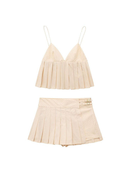 Striped Spaghetti Strap Cami Top & Skirt Coord Set
