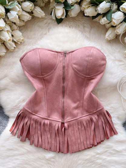 Tube Tassel Suede Top
