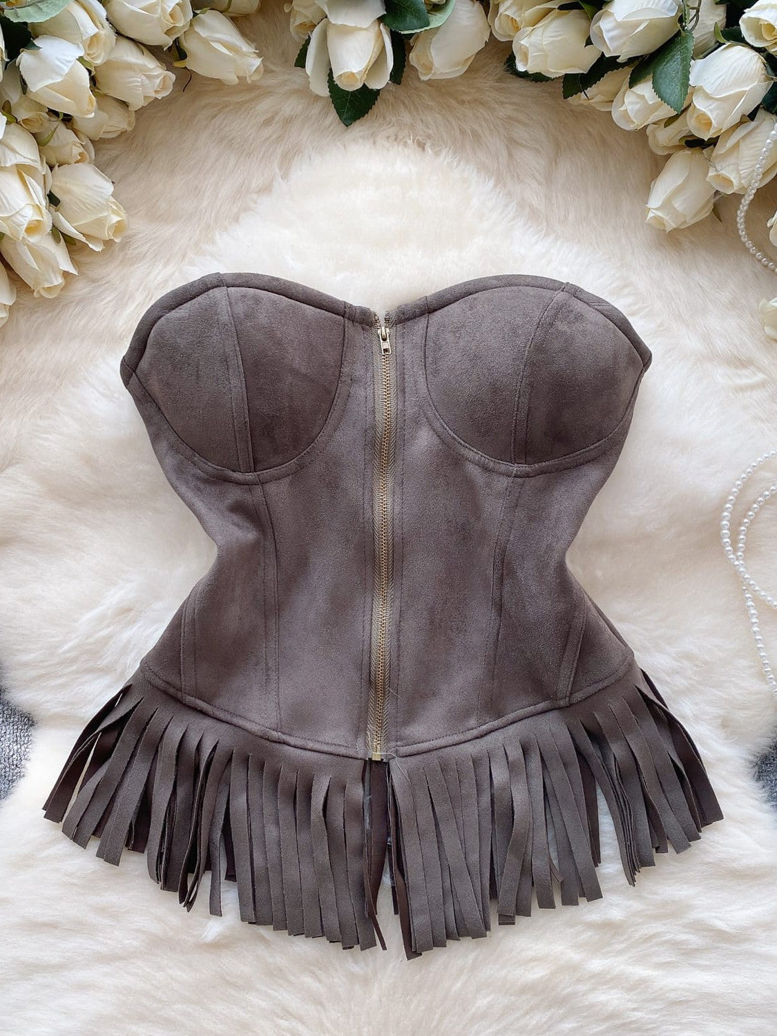 Tube Tassel Suede Top