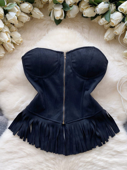 Tube Tassel Suede Top