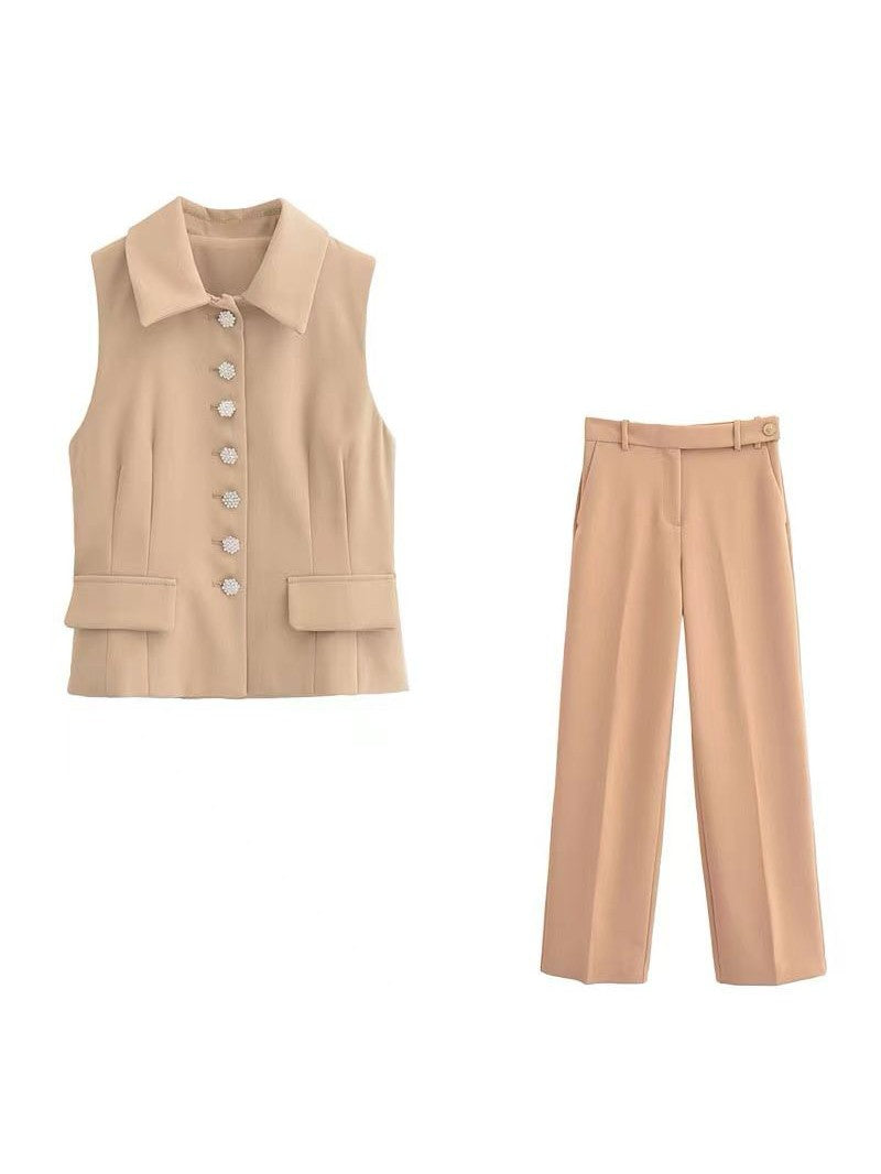 Long Waist Coat Vest & Pants Coord Set
