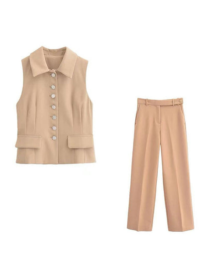 Long Waist Coat Vest & Pants Coord Set