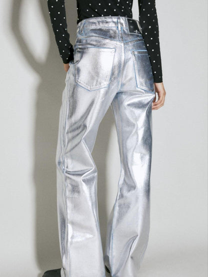Metallic Denim Pants