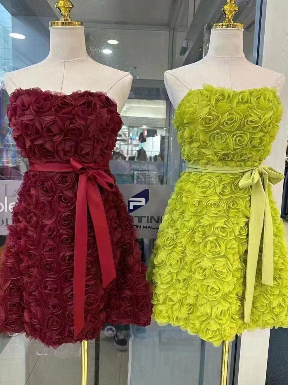 Tube Bandeau Rose Short Dress with Belt
