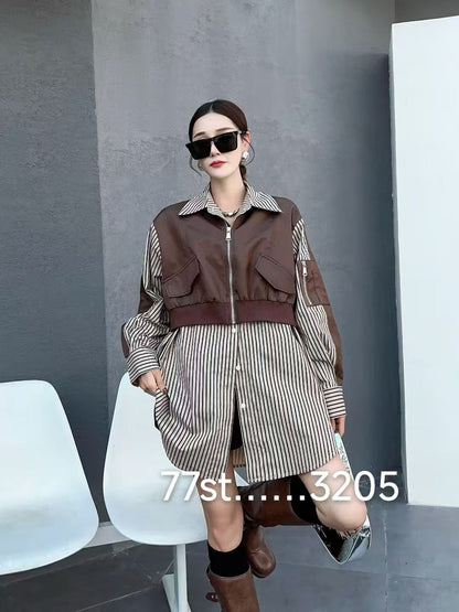 Oversized fit Shirt Dress with Attached Jacket
