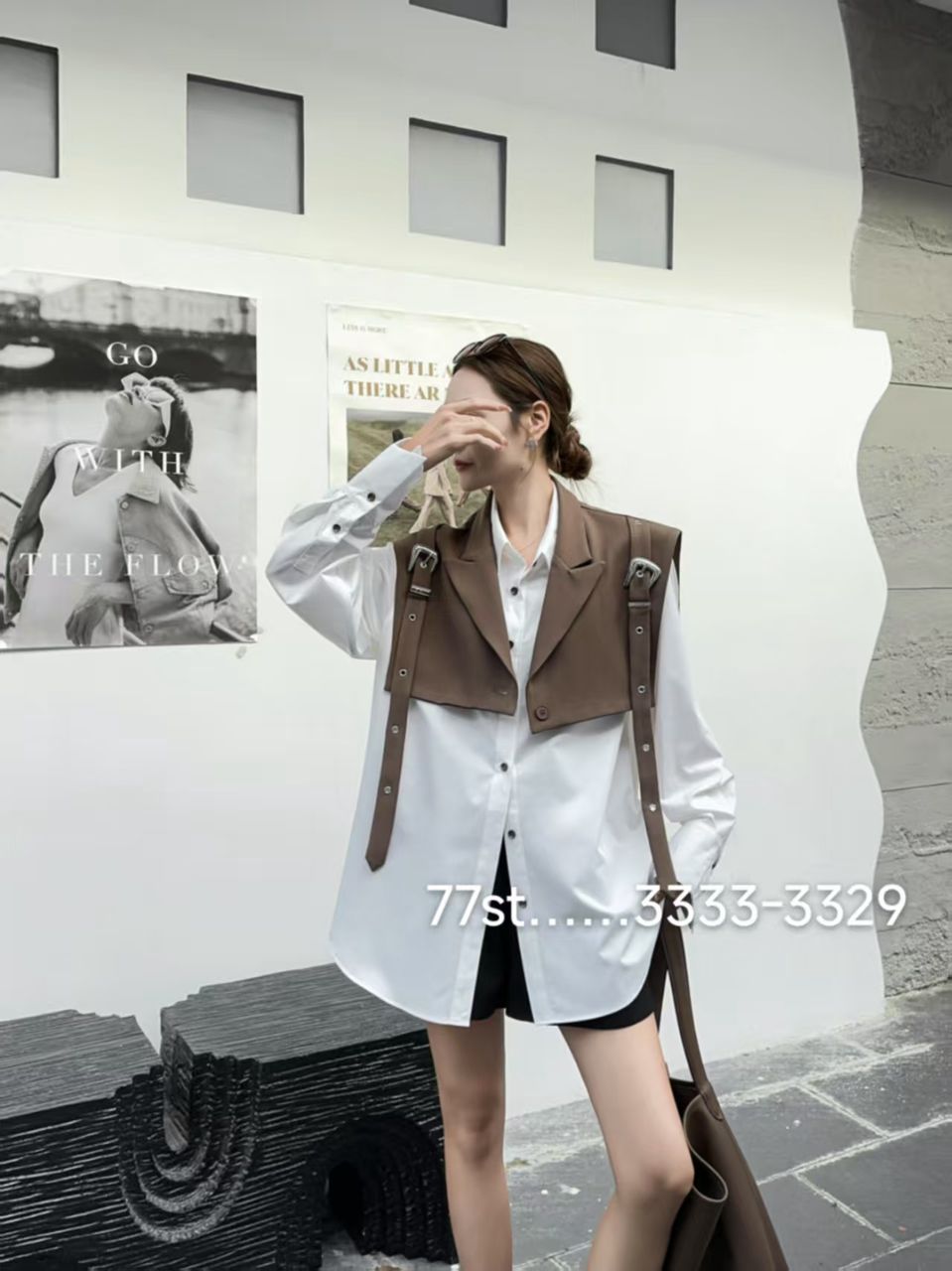 Oversized fit Shirt Dress with Detachable Crop Jacket