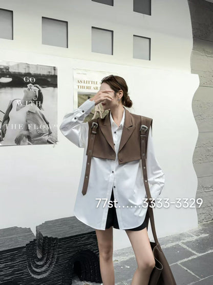 Oversized fit Shirt Dress with Detachable Crop Jacket