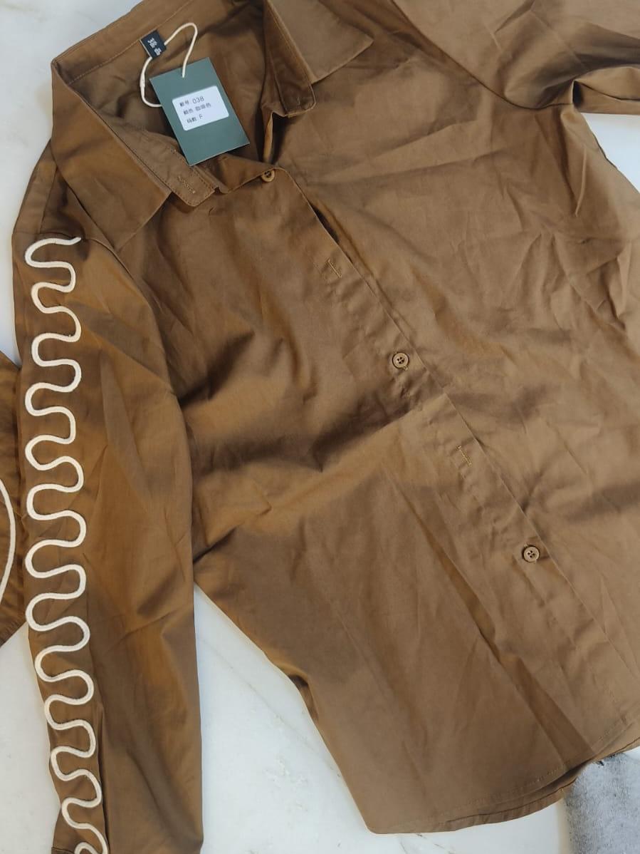 Embroidered Shirt with Spaghetti top & shorts Coord Set