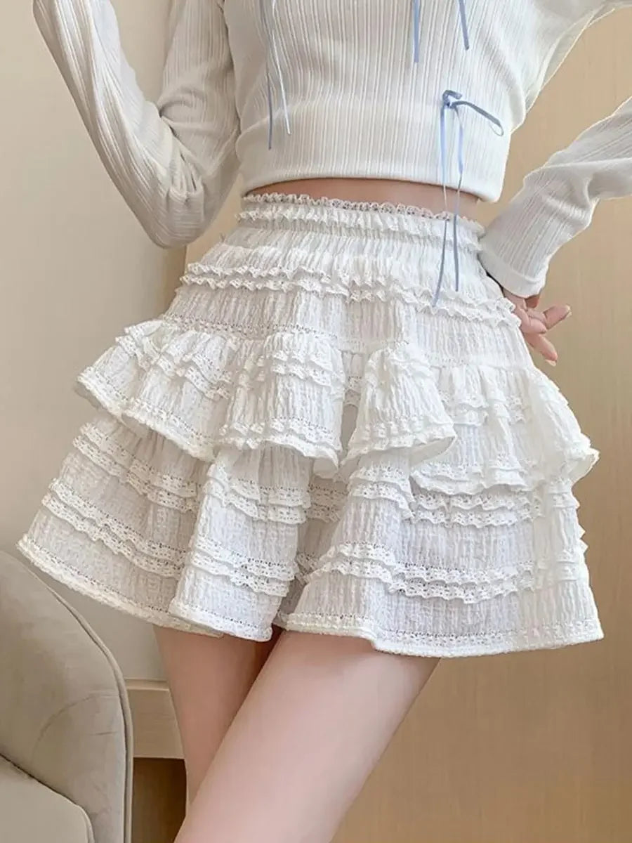 White Lace Spring Cake Skirt