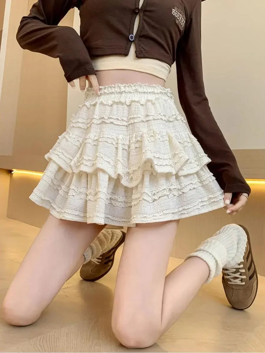 White Lace Spring Cake Skirt