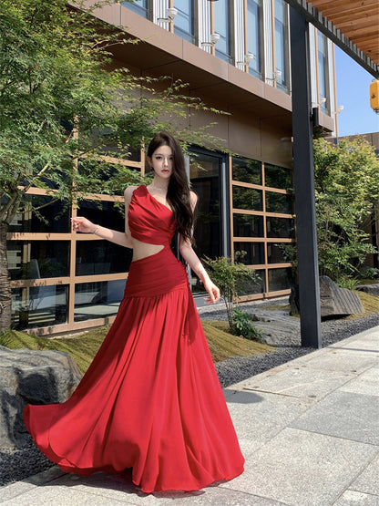 White Cutout One-Shoulder Lace Maxi Dress Beachy & Feminine Grace