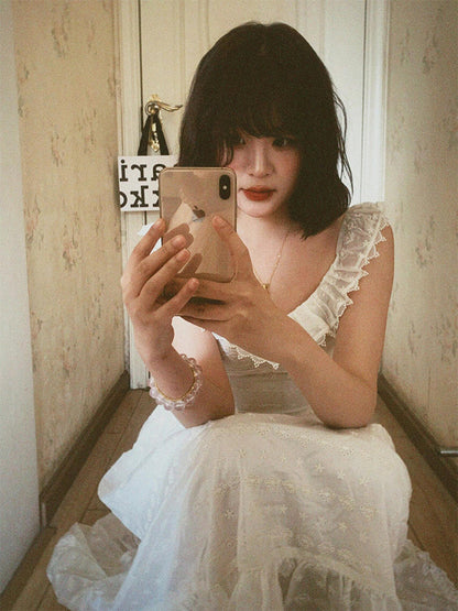 White Embroidered Lace Maxi Dress Dreamy Beach Getaway Look