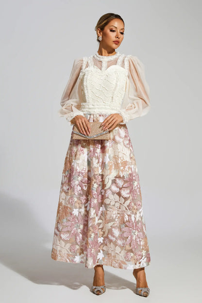 Winifred White Mesh Floral Dress