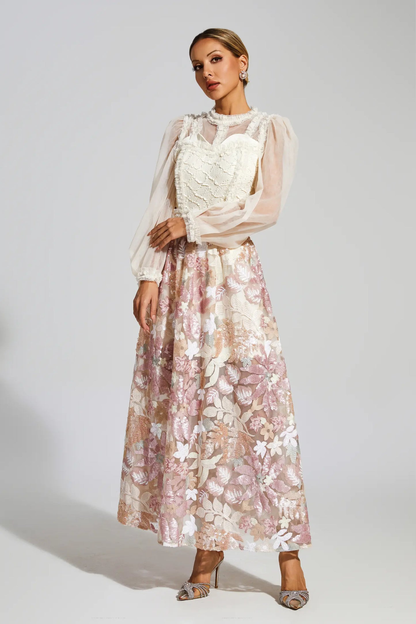 Winifred White Mesh Floral Dress