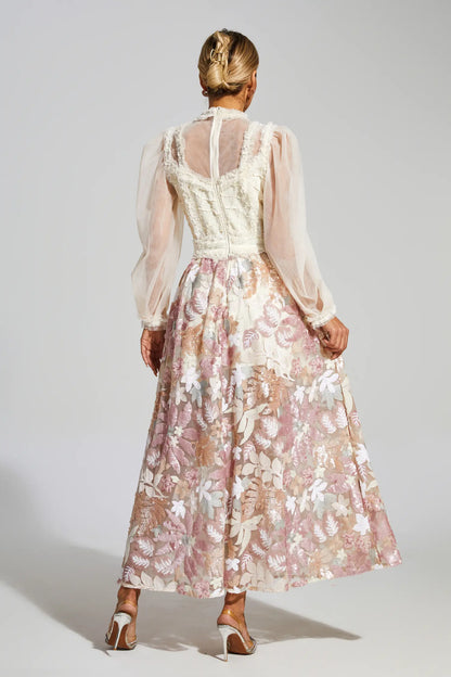 Winifred White Mesh Floral Dress