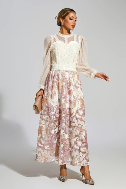 Winifred White Mesh Floral Dress