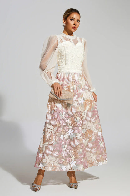Winifred White Mesh Floral Dress
