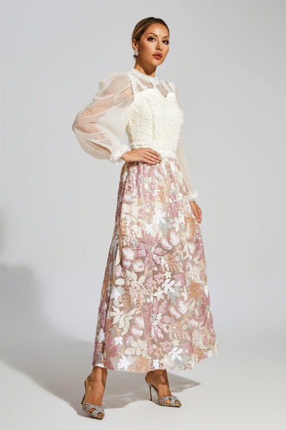 Winifred White Mesh Floral Dress