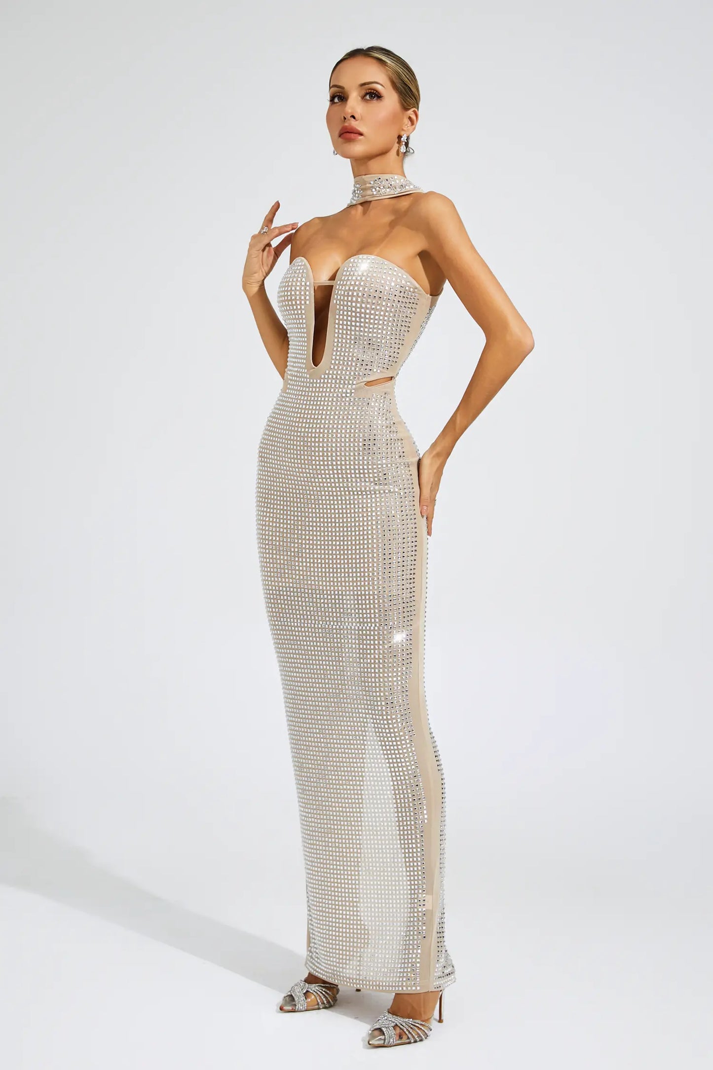 Wodehous Apricot Off Shoulder Dress