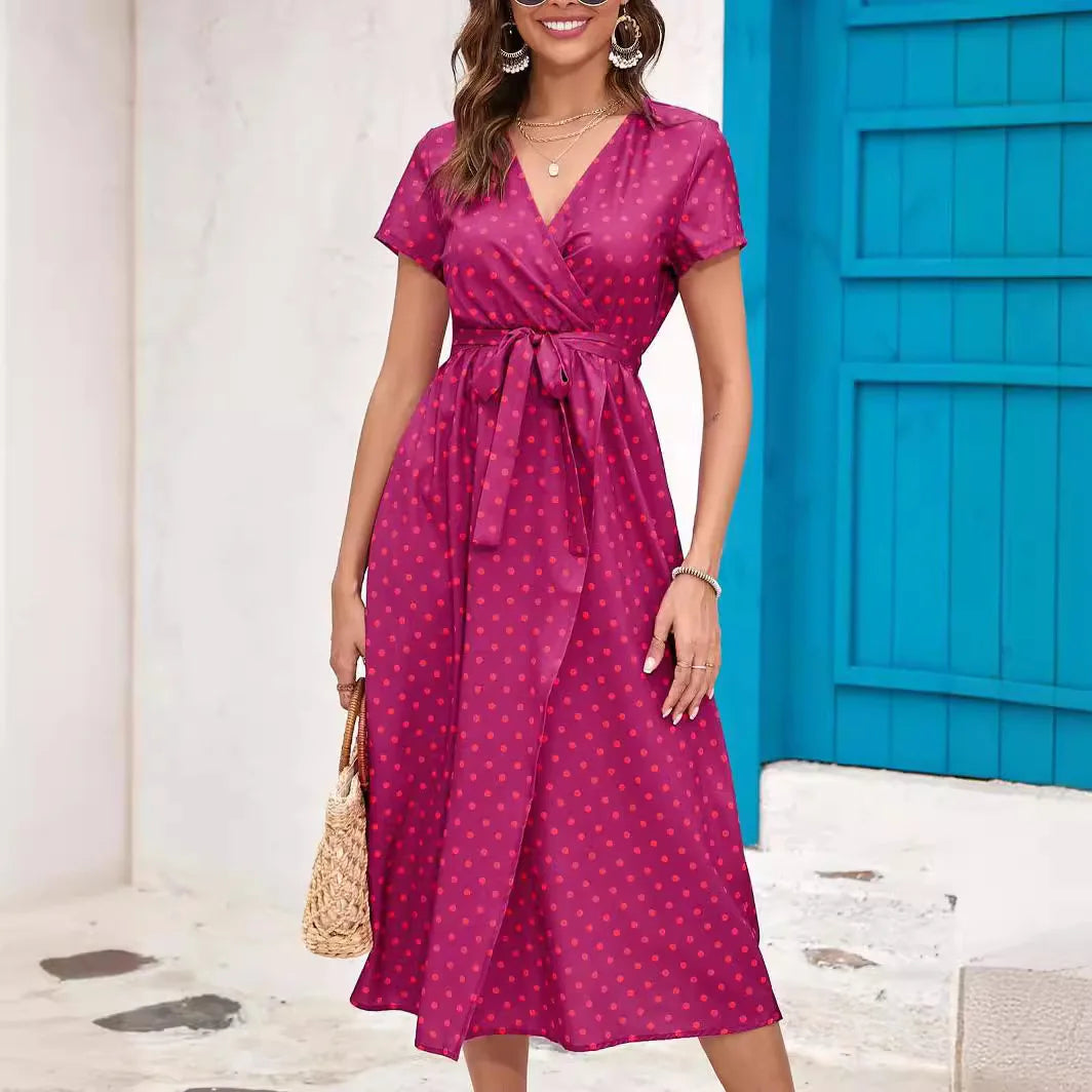 Floral Printed V-neck Summer Dress