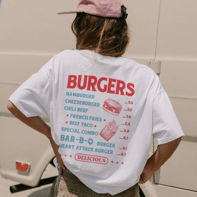 90s Retro Burger Back Print T-shirt