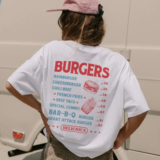90s Retro Burger Back Print T-shirt