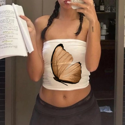 Floral Tube Top Strapless Slim Fit Summer Crop