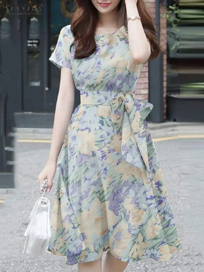 Bohemian Knee-length Floral Print Sundress