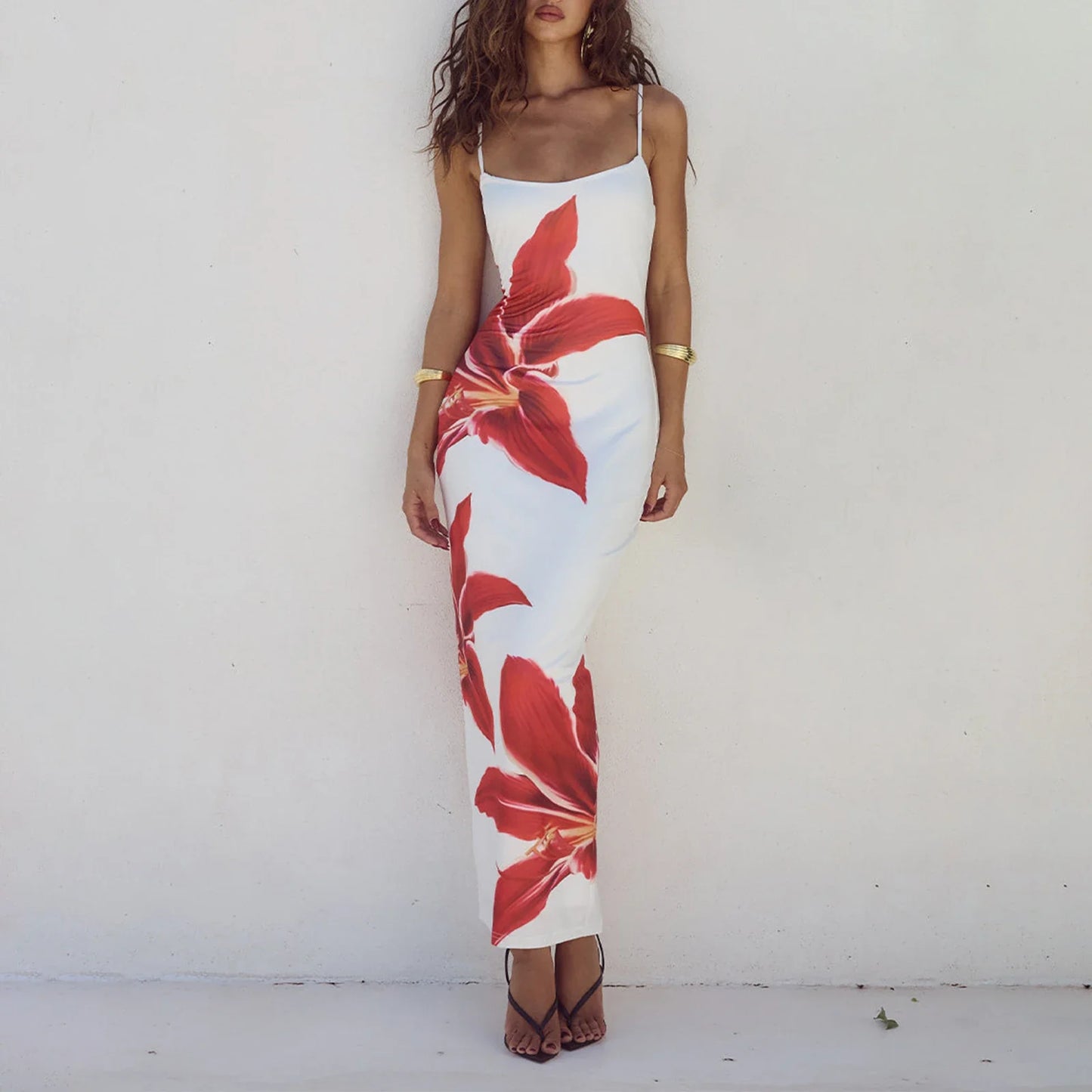 Cocktail Bodycon Floral Print Split Summer Streetwear Floral Dress